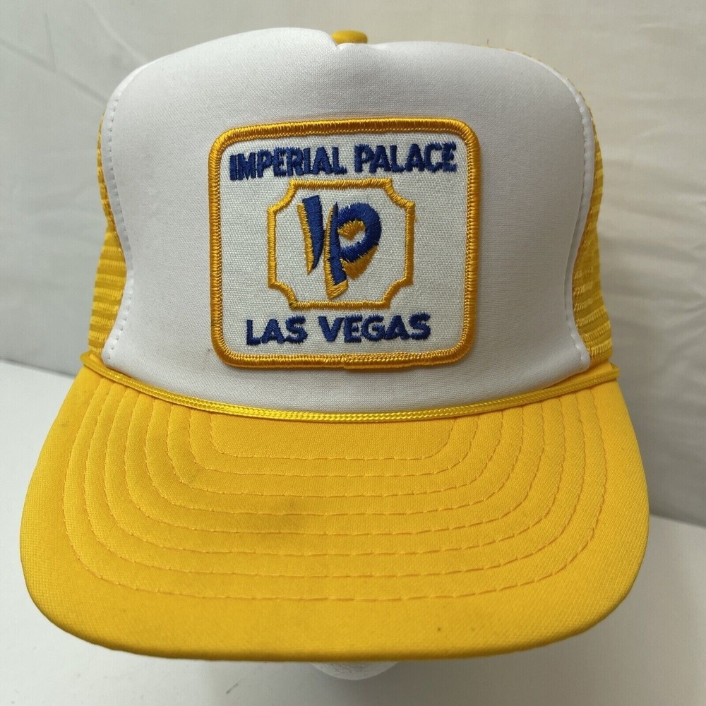 VINTAGE IMPERIAL PALACE LAS VEGAS Hat Cap MESH SnapBack Yellow White Patch